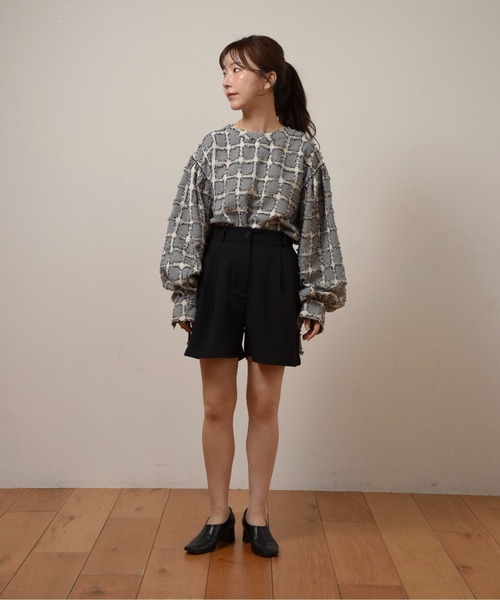 I_am（アイアム）の「drawstring block tops / ドローストリングブロックトップス（Tシャツ/カットソー・レディース・ブラック/キャメル・FREE）」の9枚目の写真