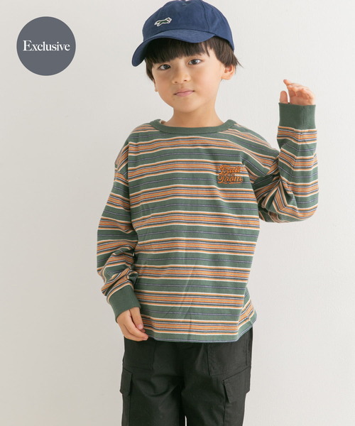 FRUIT OF THE LOOM（フルーツオブザルーム）の「『別注』FRUIT OF THE LOOM×DOORS　ボーダー長袖Tシャツ（Tシャツ/カットソー・キッズ・アイボリー/グリーン/ネイビー・110/120/130/140）」の3枚目の写真