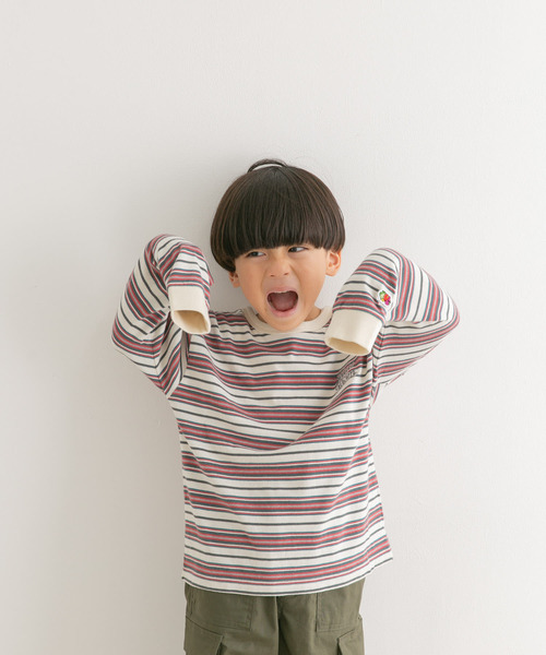 FRUIT OF THE LOOM（フルーツオブザルーム）の「『別注』FRUIT OF THE LOOM×DOORS　ボーダー長袖Tシャツ（Tシャツ/カットソー・キッズ・アイボリー/グリーン/ネイビー・110/120/130/140）」の4枚目の写真