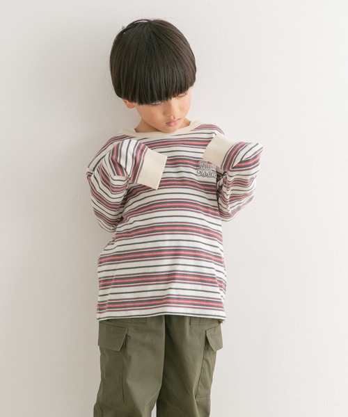 FRUIT OF THE LOOM（フルーツオブザルーム）の「『別注』FRUIT OF THE LOOM×DOORS　ボーダー長袖Tシャツ（Tシャツ/カットソー・キッズ・アイボリー/グリーン/ネイビー・110/120/130/140）」の6枚目の写真