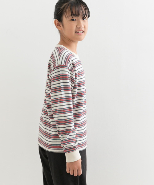 FRUIT OF THE LOOM（フルーツオブザルーム）の「『別注』FRUIT OF THE LOOM×DOORS　ボーダー長袖Tシャツ（Tシャツ/カットソー・キッズ・アイボリー/グリーン/ネイビー・110/120/130/140）」の12枚目の写真