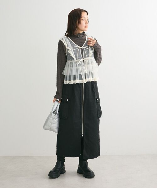 Petit fleur(プチフルール)の「・Petit Fleur ジャカードハイネックロンTEE(Tシャツ/カットソー・レディース・チャコールグレー/オフホワイト/グレイッシュベージュ/ブラック/ライトグレー・FREE)」の15枚目の写真