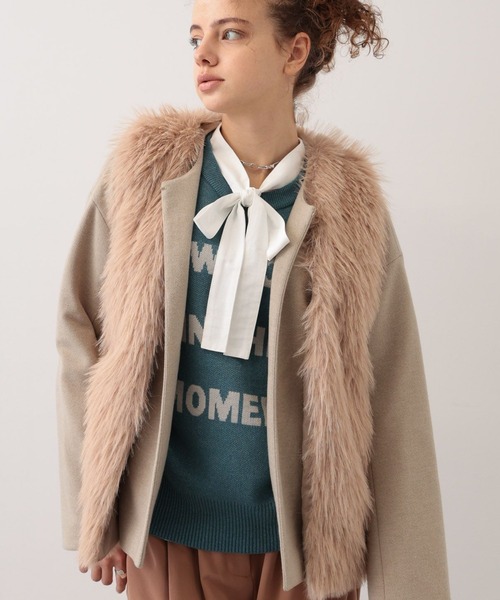 saloon(サルーン)の「SALOON(サルーン)/ロングフォックスライクベスト ノースリーブ(ベスト・レディース・チャコール/ベージュ/アイボリー・FREE)」の3枚目の写真