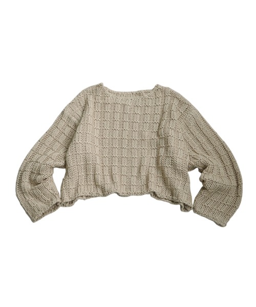 antiqua(アンティカ)の「ローゲージショートニット(ニット/セーター・レディース・ネイビー/ベージュ/ブラック・ONESIZE)」の22枚目の写真