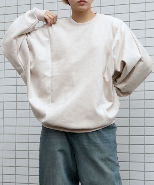 Starting Over(スターティングオーバー)の「faux suede dolman sleeve cutsew/スウェードタッチ ドルマンスリーブ カットソー(スウェット・メンズ・ブラック/チャコールグレー/オフホワイト/サックスブルー/グレイッシュベージュ・M/XL/L)」の14枚目の写真