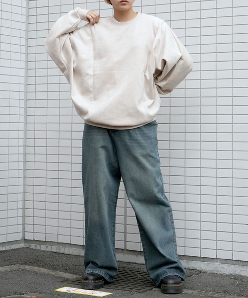 Starting Over(スターティングオーバー)の「faux suede dolman sleeve cutsew/スウェードタッチ ドルマンスリーブ カットソー(スウェット・メンズ・ブラック/チャコールグレー/オフホワイト/サックスブルー/グレイッシュベージュ・M/XL/L)」の21枚目の写真
