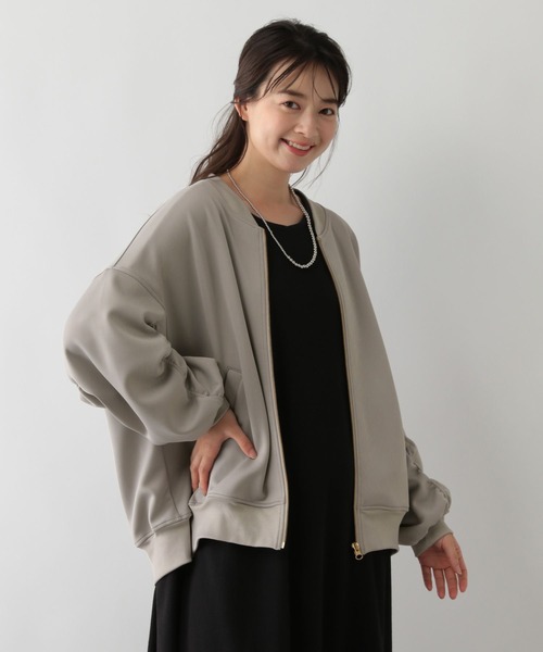 GLOBAL WORK Smile Seed Store(グローバルワーク スマイルシードストア)の「上品ジップブルゾン/129675(パーカー・レディース・ブラック/ベージュ/チャコール・SMALL/MEDIUM/X-LARGE/LARGE)」の3枚目の写真