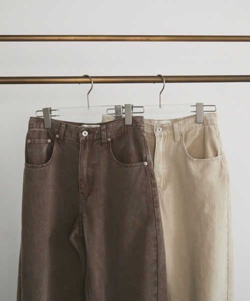 MERLOT(メルロー)の「ウォッシュドワイドデニム(デニムパンツ・レディース・ブラウン/ベージュ・FREE)」の10枚目の写真