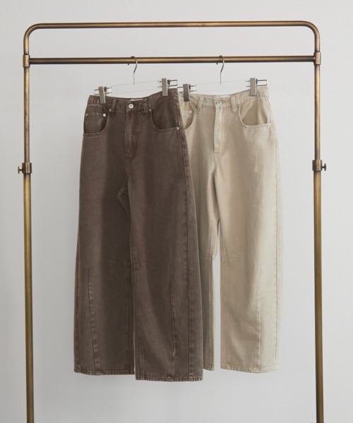 MERLOT(メルロー)の「ウォッシュドワイドデニム(デニムパンツ・レディース・ブラウン/ベージュ・FREE)」の11枚目の写真