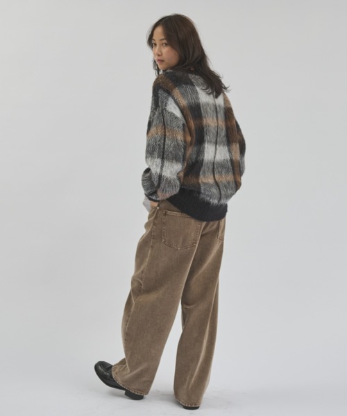 MERLOT(メルロー)の「ウォッシュドワイドデニム(デニムパンツ・レディース・ブラウン/ベージュ・FREE)」の3枚目の写真