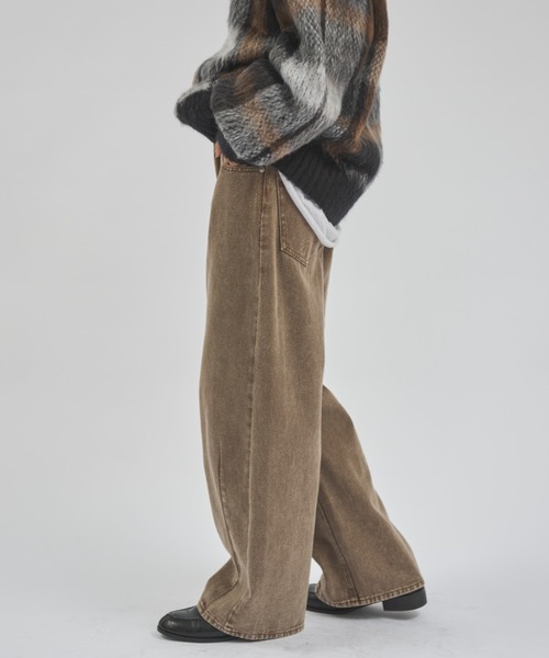 MERLOT(メルロー)の「ウォッシュドワイドデニム(デニムパンツ・レディース・ブラウン/ベージュ・FREE)」の8枚目の写真