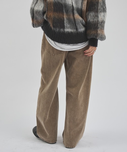 MERLOT(メルロー)の「ウォッシュドワイドデニム(デニムパンツ・レディース・ブラウン/ベージュ・FREE)」の7枚目の写真