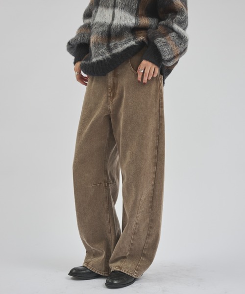 MERLOT(メルロー)の「ウォッシュドワイドデニム(デニムパンツ・レディース・ブラウン/ベージュ・FREE)」の9枚目の写真