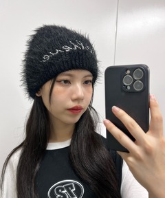 ニットキャップ・ビーニー [NICEGHOSTCLUB]STRIPE 3STAR LOGO MOHAIR BEANIE_BLACK(NG2EF MUSINSA | NICE GHOST CLUB STRIPE 3STAR LOGO MOHAIR
