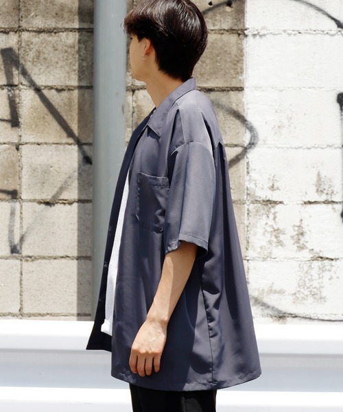 Cal Top(キャルトップ)の「CALTOP/キャルトップ CALTOP OPEN COLLER S/S SHIRT オープンカラー 開襟シャツ オーバーサイズ メンズ 夏物 夏服(シャツ/ブラウス・メンズ・カーキ/グレー/ブラック/ネイビー/スカイブルー・S/M/L/XL)」の6枚目の写真