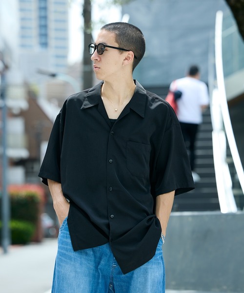 Cal Top(キャルトップ)の「CALTOP/キャルトップ CALTOP OPEN COLLER S/S SHIRT オープンカラー 開襟シャツ オーバーサイズ メンズ 夏物 夏服(シャツ/ブラウス・メンズ・カーキ/グレー/ブラック/ネイビー/スカイブルー・S/M/L/XL)」の15枚目の写真