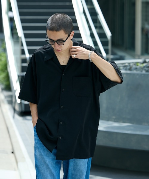 Cal Top(キャルトップ)の「CALTOP/キャルトップ CALTOP OPEN COLLER S/S SHIRT オープンカラー 開襟シャツ オーバーサイズ メンズ 夏物 夏服(シャツ/ブラウス・メンズ・カーキ/グレー/ブラック/ネイビー/スカイブルー・S/M/L/XL)」の16枚目の写真