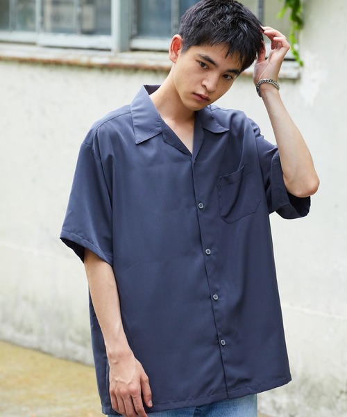 Cal Top(キャルトップ)の「CALTOP/キャルトップ CALTOP OPEN COLLER S/S SHIRT オープンカラー 開襟シャツ オーバーサイズ メンズ 夏物 夏服(シャツ/ブラウス・メンズ・カーキ/グレー/ブラック/ネイビー/スカイブルー・S/M/L/XL)」の19枚目の写真