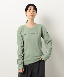 ランダムリブ クルーネックTシャツ (長袖)