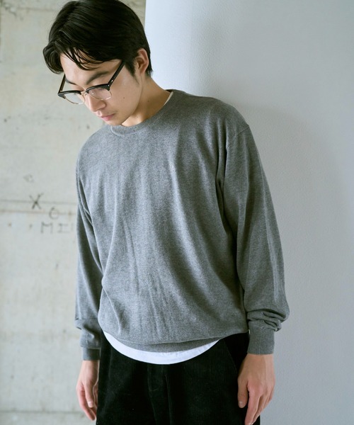 BROKEN BASE(ブロークンベース)の「BB刺繍ハイゲージニット(ニット/セーター・メンズ・グレー系/ネイビー/ブルー系・MEDIUM/LARGE)」の17枚目の写真