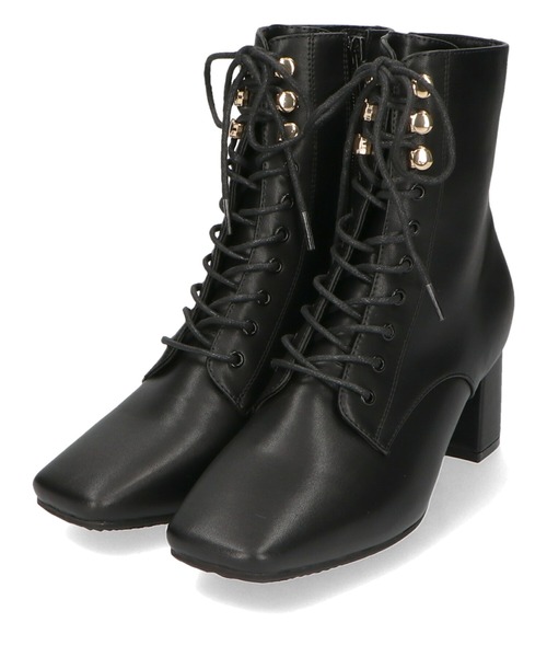 セール】スクエアトゥレースアップヒールブーツ 41428（ブーツ