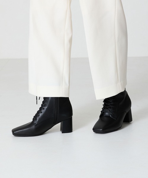 ORiental TRaffic（オリエンタルトラフィック）の「スクエアトゥレースアップヒールブーツ 41428（ブーツ・レディース・ブラック/ブラウン・S/M/L/LL）」の19枚目の写真