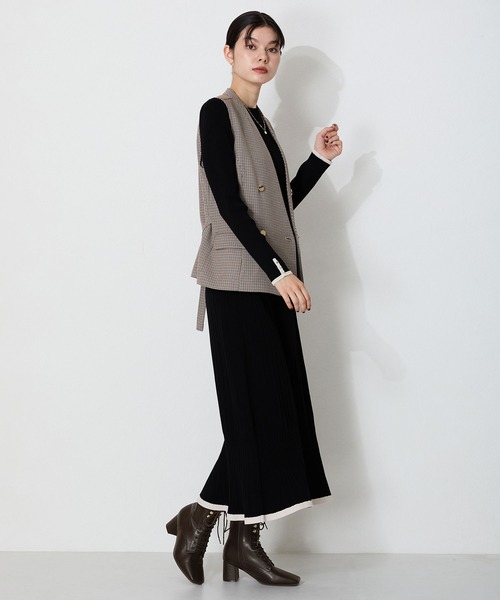 ORiental TRaffic（オリエンタルトラフィック）の「スクエアトゥレースアップヒールブーツ 41428（ブーツ・レディース・ブラック/ブラウン・S/M/L/LL）」の10枚目の写真