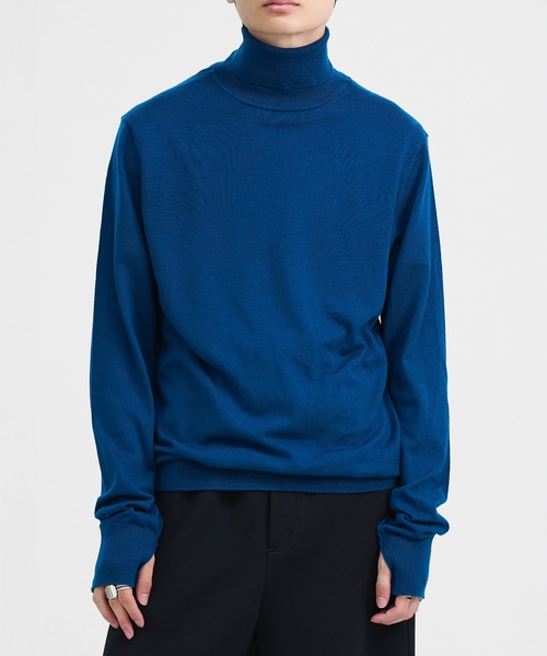 LAPIIS（ラピス）の「MERINO WOOL COLOR STITCH TURTLNECK KNIT（ニット/セーター・メンズ・ブラック/ブルー/オレンジ・LARGE/MEDIUM）」の8枚目の写真