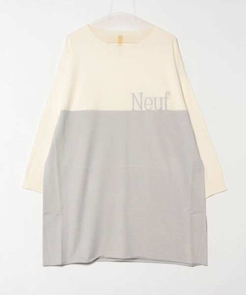 Q（キュー）の「バイカラーロゴニット（ニット/セーター・レディース・ネイビー/ミント/ライトグレー・MEDIUM）」の5枚目の写真