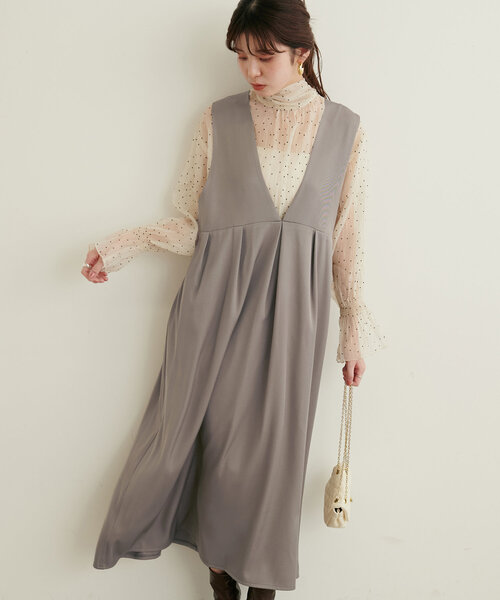 ツイルクロスBIGチェックフロッキーワンピース（ワンピース）｜natural