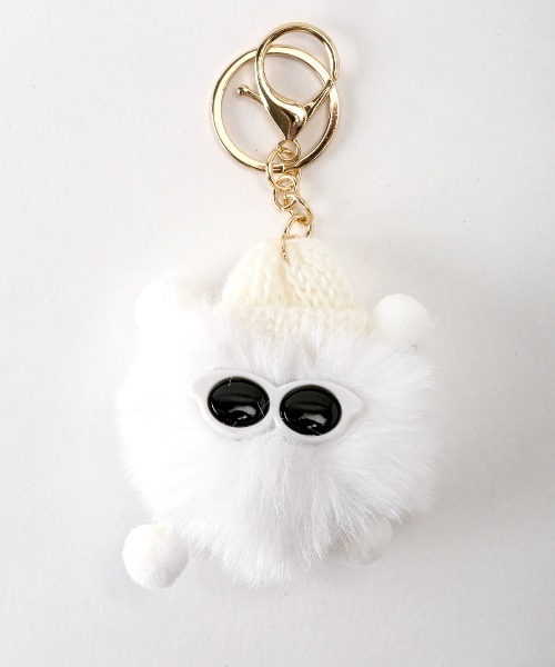 crossi（クロッシー）の「サングラスニット帽キャラクターファーチャーム バッグチャーム（チャーム・レディース・ホワイト・FREE）」の3枚目の写真