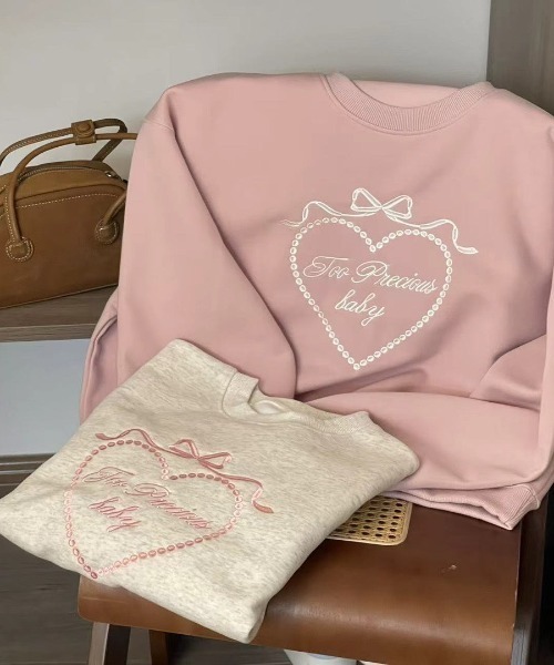 LAC-VERT（ラック・ヴェール）の「ガーリー刺繍スウェット（スウェット・レディース・ピンク/ライトグレー/グレー・FREE）」の16枚目の写真