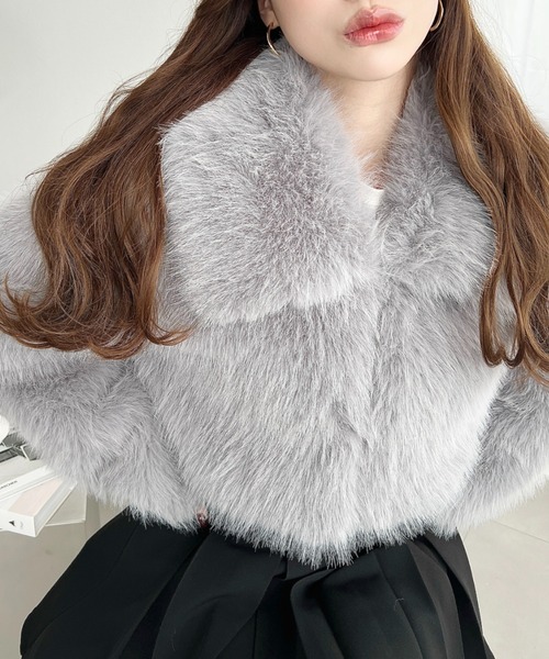 ♡新品タグ付き♡今期新作♡ショートブルゾン♡ ショート丈ビッグカラーフェイクファーブルゾン（その他アウター