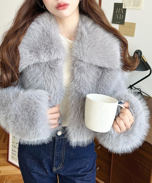 MIXカラーショート丈フェイクファーブルゾン ブルゾン アウター MIX