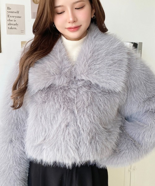 ショート丈ビッグカラーフェイクファーブルゾン（その他アウター