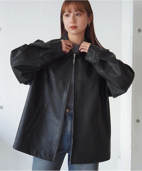 tiptop（ティップトップ）の「【ZOZO限定アイテム/セットアップ対応】合皮ダブルジップブルゾン（ブルゾン・レディース・ブラウン/アイボリー/ブラック/ブラウン系その他/ベージュ系その他・FREE）」の18枚目の写真