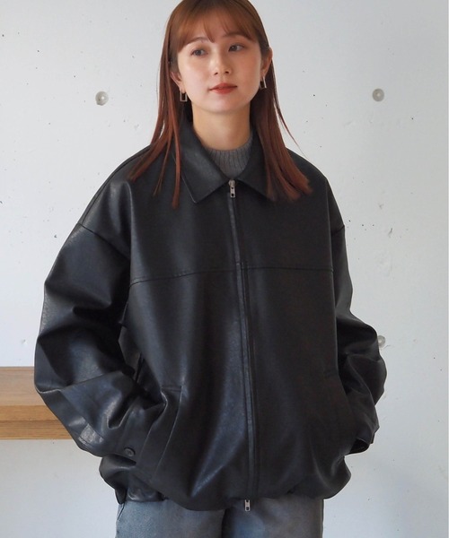 tiptop（ティップトップ）の「【ZOZO限定アイテム/セットアップ対応】合皮ダブルジップブルゾン（ブルゾン・レディース・ブラウン/アイボリー/ブラック/ブラウン系その他/ベージュ系その他・FREE）」の16枚目の写真