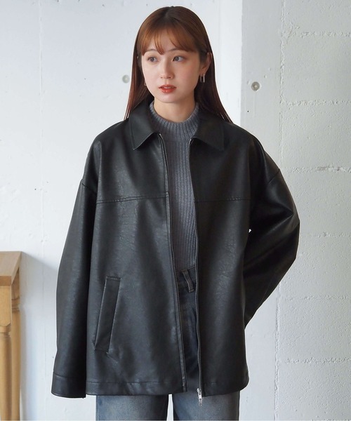 tiptop（ティップトップ）の「【ZOZO限定アイテム/セットアップ対応】合皮ダブルジップブルゾン（ブルゾン・レディース・ブラウン/アイボリー/ブラック/ブラウン系その他/ベージュ系その他・FREE）」の13枚目の写真