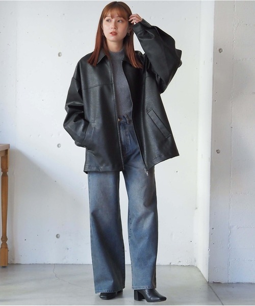 tiptop（ティップトップ）の「【ZOZO限定アイテム/セットアップ対応】合皮ダブルジップブルゾン（ブルゾン・レディース・ブラウン/アイボリー/ブラック/ブラウン系その他/ベージュ系その他・FREE）」の11枚目の写真