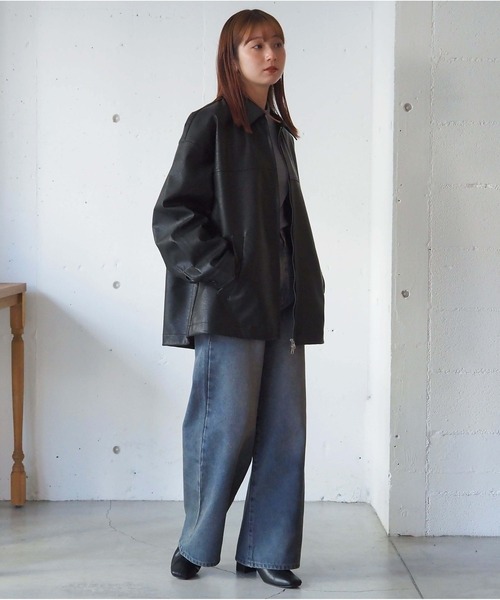 tiptop（ティップトップ）の「【ZOZO限定アイテム/セットアップ対応】合皮ダブルジップブルゾン（ブルゾン・レディース・ブラウン/アイボリー/ブラック/ブラウン系その他/ベージュ系その他・FREE）」の10枚目の写真