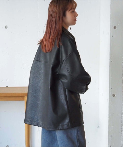 tiptop（ティップトップ）の「【ZOZO限定アイテム/セットアップ対応】合皮ダブルジップブルゾン（ブルゾン・レディース・ブラウン/アイボリー/ブラック/ブラウン系その他/ベージュ系その他・FREE）」の9枚目の写真