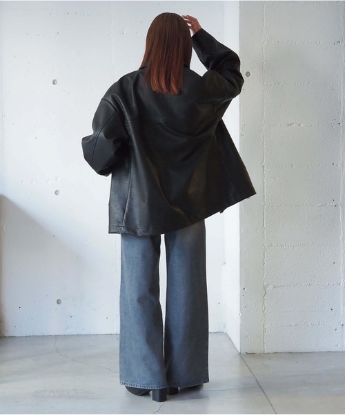 tiptop（ティップトップ）の「【ZOZO限定アイテム/セットアップ対応】合皮ダブルジップブルゾン（ブルゾン・レディース・ブラウン/アイボリー/ブラック/ブラウン系その他/ベージュ系その他・FREE）」の7枚目の写真