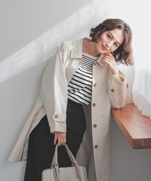 非フッ素撥水加工】ステンカラーコート（ステンカラーコート