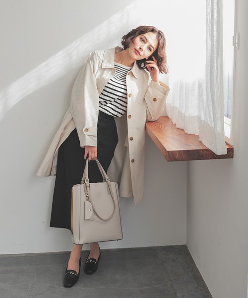 非フッ素撥水加工】ステンカラーコート（ステンカラーコート