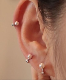 パールとクリスタルの両耳用ピアス ダイヤシェイプ シルバーピアス 両耳セット FSE813-CCZ - Free