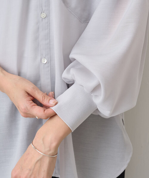 BEARDSLEY(ビアズリー)の「シアーカラーレスシャツ(シャツ/ブラウス・レディース・ライトグレー/ホワイト・FREE)」の17枚目の写真