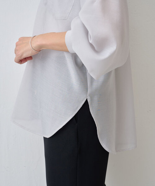 BEARDSLEY(ビアズリー)の「シアーカラーレスシャツ(シャツ/ブラウス・レディース・ライトグレー/ホワイト・FREE)」の18枚目の写真