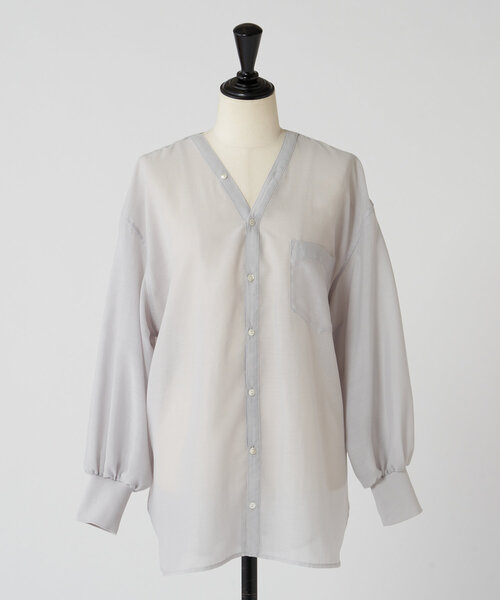 BEARDSLEY(ビアズリー)の「シアーカラーレスシャツ(シャツ/ブラウス・レディース・ライトグレー/ホワイト・FREE)」の20枚目の写真