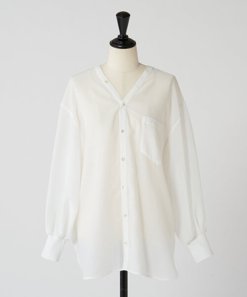 BEARDSLEY(ビアズリー)の「シアーカラーレスシャツ(シャツ/ブラウス・レディース・ライトグレー/ホワイト・FREE)」の22枚目の写真