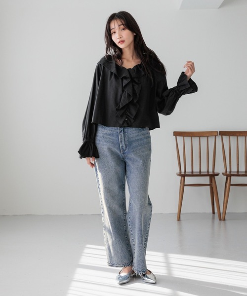 LOWRYS FARM(ローリーズファーム)の「2WAYフリルクロスブラウス 252726(シャツ/ブラウス・レディース・ホワイト/ブラック/ピンク・FREE)」の9枚目の写真